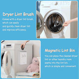 Sealegend Magnetic Lint Bin for Laundry Room with Dryer Lint Brush, Wall Mounted Trash Can Space-Saving Laundry Organization and Storage, Gray White