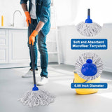 KeFanta Mop for Floor Cleaning,2 Pcs Cotton String Wet Mops Replacement Head Refill Compatible with Microfiber Cloth Mop & 0.8" Diameter Mop Handle(1 Handle & 2 Mop Heads)