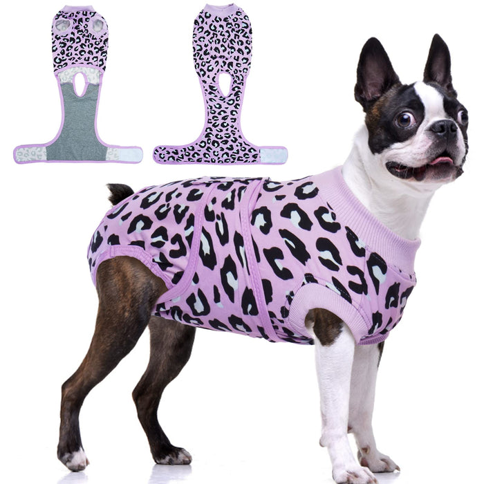 FUAMEY Recovery Suit for Dogs After Surgery,Soft Breathable Dog Bodysuit E-Collar & Cone Alternative Surgical Suit,Male Female Dog Neuter Spay Suits Anti Licking Wounds Onesie Purple Leopard M