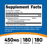 Nutricost Andrographis Extract 450mg, 180 Vegetarian Capsules - Non-GMO & Gluten Free