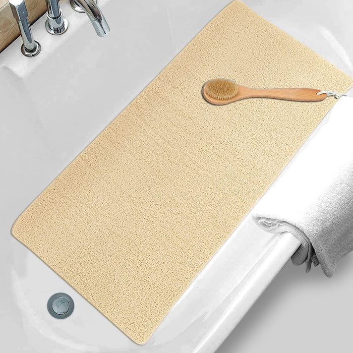 Shower Mats Non Slip,16x35.6'' Long Bathtub Mat Non Slip for Bathroom Tub,Shower Mats for Showers Anti Slip for Elderly,Loofah Anti Slip Shower Matt,Shower Stall Mat for Inside Shower-Beige
