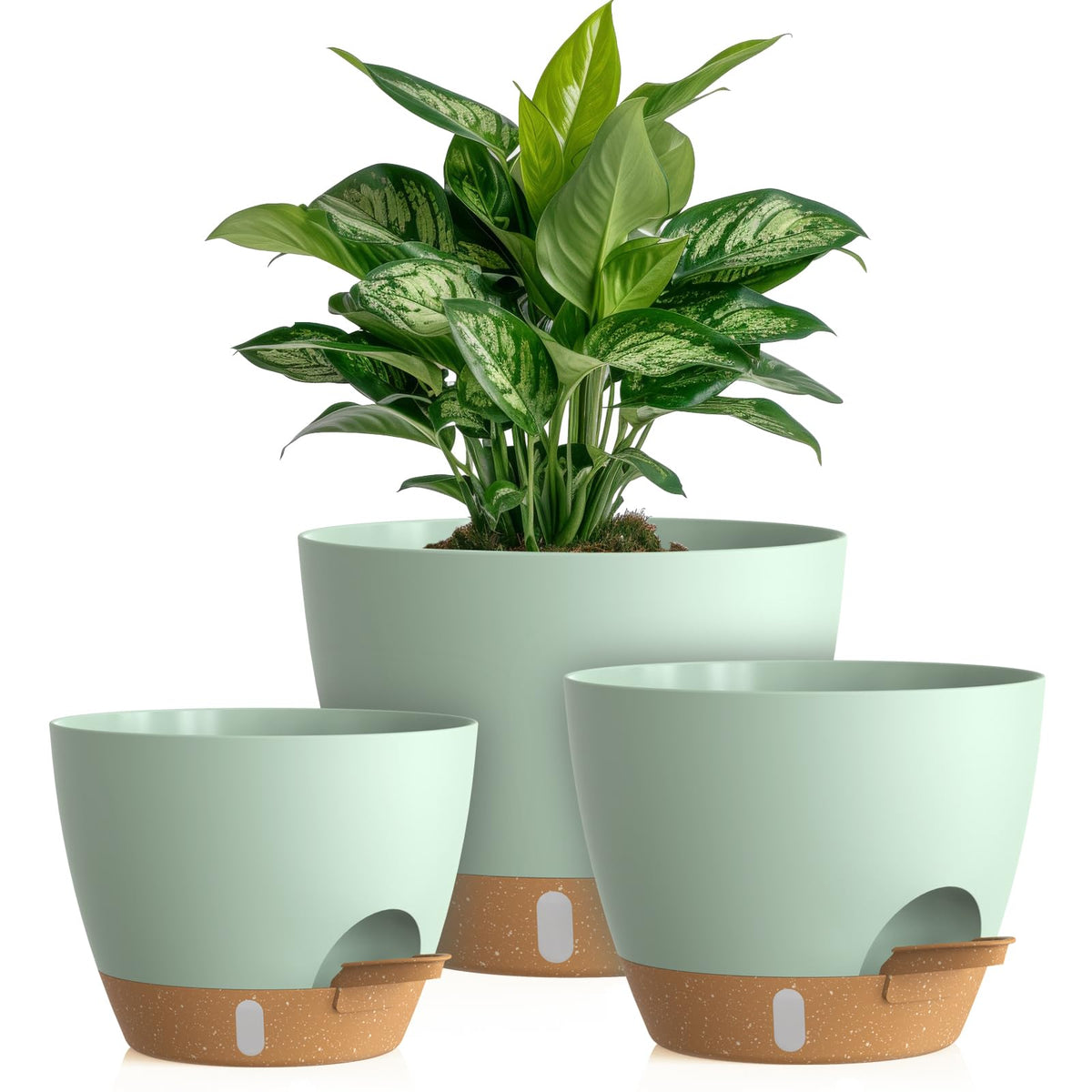 KUGAZ Self Watering Pots with Drainage Holes, 3 Pack 12/10/8 Inch Plan