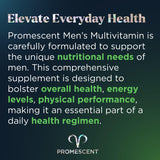 Promescent Multivitamin for Men, Vitamin B12, Vitamin C, Vitamin D3, KSM-66 Ashwagandha, Quality Mens Multivitamins, Multi Vitamins for Adults, Daily Mens Multivitamin, Iron Supplement, 30 Day Supply