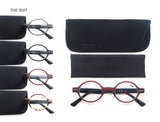 MODFANS 4 Pack Round 1.5 Reading Glasses Women Men,Retro Matte Frame Comfortable Spring Hinge-Lightweightest Readers Suitable Wear well-4 Pouch with Each Area