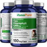 NusaPure Triple Chlorophyll Complex 1000 mg (Vegan Capsules, Non-GMO. Gluten Free, Bioperine) High Absorption