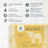 Grab Green Newborn Baby Dryer Sheets - Natural Scent Booster and Fabric Softener to Reduce Wrinkles and Static (Calming Chamomile Scent, 120 Sheets Total)