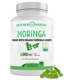 Moringa Capsules 1000mg, from Organic Certified Moringa Leaves Powder - Greens Superfood Supplement - Energy, Focus, Lactation Support, Vitamin C for Immune Support - Vegan, Non-GMO (120 Count)