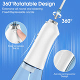 H2ofloss Water Dental Flosser Portable Dental Oral Irrigator with 5 Modes, 6 Replaceable Jet Tips, Rechargeable IPX7 Waterproof Teeth Cleaner for Home and Travel -300ml Detachable Reservoir (HF-6)