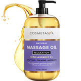 Lavender Relaxation Massage Oil - No Stain 100% Natural Blend of Spa Quality Oils for Soothing, Calming, Aromatic Massage Therapy 16.9 oz by Cosmetasa