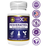 GENEX Trans Resveratrol 1000mg Serving 99% Pure Micronized Pharmaceutical Grade Trans-Resveratrol + Bioperine Extract mad in a GMP & NSF Certified Facility (4X 250mg Cpasules 120ct)