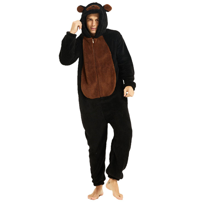 III HHONS Bear Onesie Adult Onesie Adult Animal Halloween Costume Cosplay Sleepwear Black Onesies Christmas