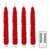 GenSwin Christmas Tree Flameless Taper Candles Flickering with Remote Timer, Real Wax LED Battery Operated Candles Warm 3D Wick Christmas Home Wedding Decor(Red, 0.78 X 9.64 Inch)