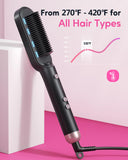 Wavytalk Ionic Hair Straightener Brush, Hair Straightening Brush Flat Iron for Women, Anti-Scald Ceramic Straightening Comb Fast Heating for Home Salon, Rose Gold.