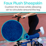 Vive Mobility Knee Scooter Pad Cover - Soft Plush Adult Sheepskin Memory Foam Cushion, Walker Accessory for Knee Roller, Padded Accessories Leg Cart Improves Comfort with Injury, Universal Fit (Blue)
