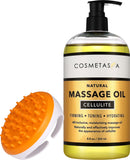 Cellulite Massage Oil with Massager Mitt - 100% Natural Cellulite Oil, Highly Absorbable and Deeply Penetrates Skin- Firms, Tones, Tightens & Moisturizes Skin by Cosmetasa (8.8 oz)