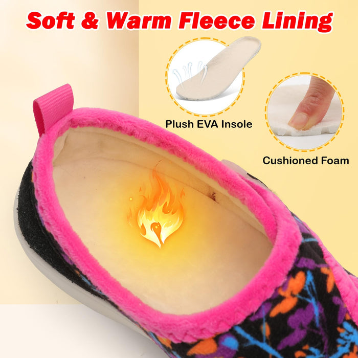 L-RUN Diabetic Shoes for Women Wide Width Elderly Women's Diabetic Slippers Adjustable Closure Breathable Orange 7 Wide