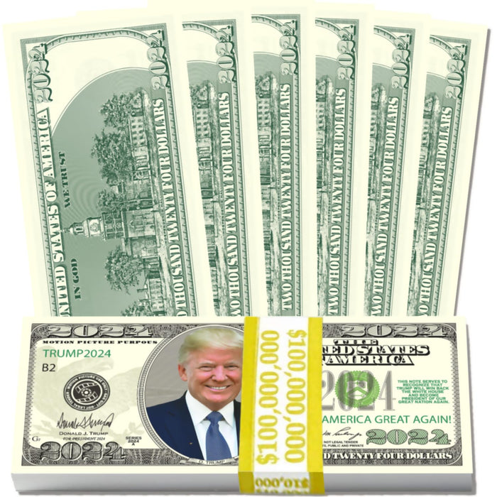 Trump 2024 Limited Edition Novelty Dollar Bill - Pack of 100 - Make American Great Again! Trump merchandise & Donald trump gifts