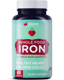 Yuve Whole Food Chelated Iron 18 mg Supplement - Formulated for Maximum Absorbption - Supports Healthy Heart & Blood Cells - Boosts Energy & Cognitive Functions - Vegan, Non-GMO, Gluten-Free - 60 Caps