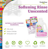 Truly Free Unscented Softening Rinse, Natural Fabric Softener - Plant-Based, Non-Toxic, Safe for Babies & Kids, 200 Loads (w/o Jug)