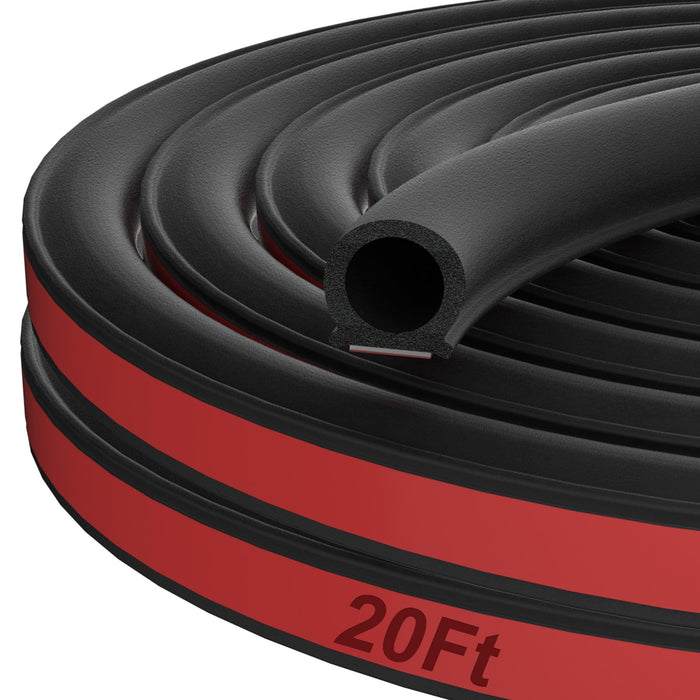 alophoty 20 Ft Rubber Weather Stripping Door Seal, D Shaped Automotive Weather Stripping, Car Door Seal Strip, Self Adhesive Soundproofing Weatherstripping for Doors Windows Car Truck Auto