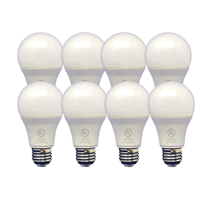 Teklectric - Soft White LED Light Bulb 3000K 8W 720 Lumens - 60 Watt Equivalent - A19 L.E.D. Light Bulb (8, 8 Watts)