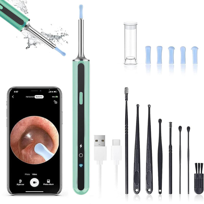 Ear Wax Removal - Earwax Remover Tool with 8 Pcs Ear Set - Ear Camera with 6 Ear Spoon - Ear Cleaner with Camera - Earwax Removal Kit with Light - Ear Cleaner for iOS & Android