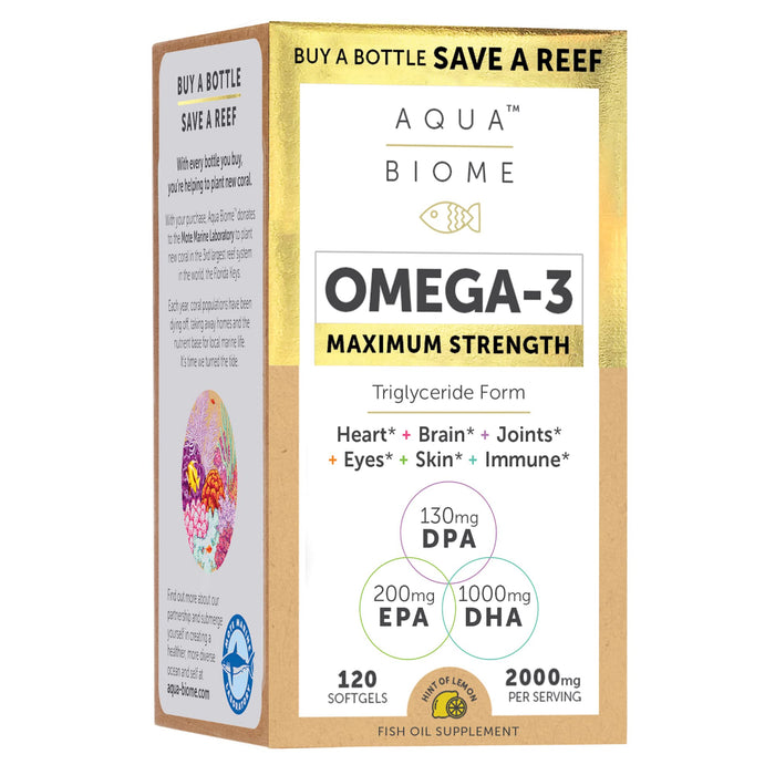 Enzymedica Aqua Biome, Maximum Strength Omega 3 Fish Oil, 120 Softgels