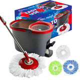 SIMPLI-MAGIC Spin Mop and Bucket with Wringer Set, Mop Bucket Cleaning System with Foot Pedal, 360°Rotation, 3 Microfiber Mop Heads