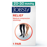 JOBST Relief Thigh High Graduated Compression Stockings 20-30mmHg - Comfortable Unisex Design with Silicone Dot Band - Open Toe, Beige, Medium