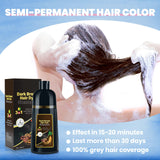 IIIMEIDU Dark Brown Hair Dye Shampoo 3 in 1, Instant Hair Color Shampoo for Women Men, Herbal Ingredients Hair Coloring Shampoo in Minutes 500ML