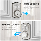 TICONN Keyless Entry Door Lock Deadbolt with Keypad, Smart Locks for Front Door with Passcode, Traditional Style Door Lock Security with Auto Lock and Spare Keys (Satin Nickel)