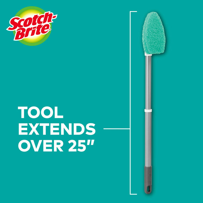 Scotch-Brite Extendable Tub & Tile Scrubber Kit, Includes 1 Handle and 3 Non-Scratch Scrubber Pads