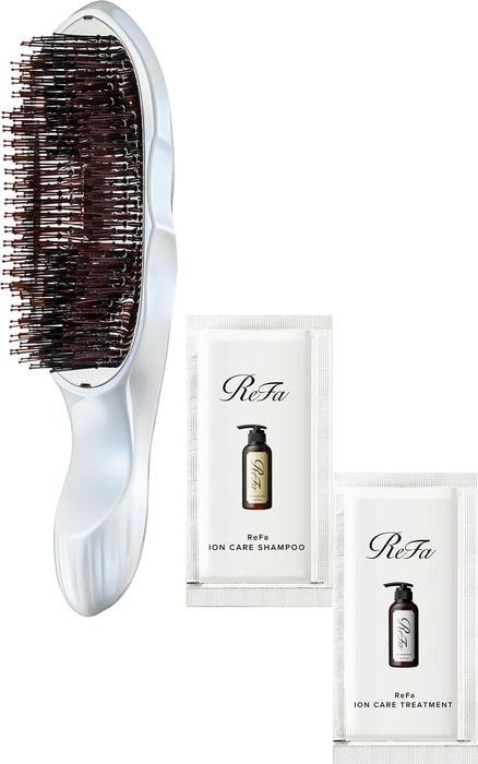 REFA Ion Care Brush Premuim White with Shampoo & Treatment Pouch MTG Hair Brush for Bathing Scalp Brush