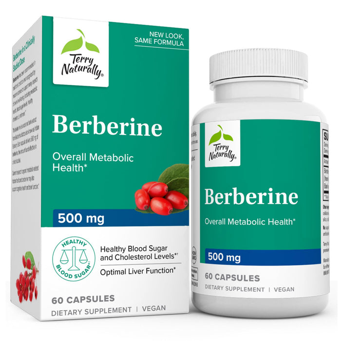 Terry Naturally Berberine - 60 Capsules - Overall Metabolic Health - Non-GMO, Vegan, Gluten Free - 60 Servings