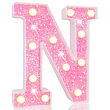 Pooqla LED Marquee Letter Lights, Light Up Pink Letters Glitter Alphabet Letter Sign Battery Powered for Night Light Birthday Party Wedding Girls Gifts Home Bar Christmas Decoration, Pink Letter N