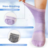 Bulinlulu Diabetic Socks for Women&Men,6 Pairs Non Binding Diabetic Ankle Socks,Wide Socks with Seamless Toe Size 6-9 9-11(Medium-Pure)