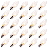 25 Pack 7W Clear Incandescent E17 Bulbs for Christmas String Lights - C9 Replacement Bulbs