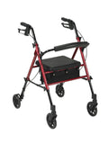 Drive Medical RTL10261RD Foldable Rollator Walker with Seat - Adjustable Handles and Seat, Red