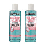 Soap & Glory Face Soap and Clarity Vitamin C Face Wash - 3-in-1 Exfoliating & Hydrating Facial Cleanser - Gently Removes Makeup While Unclogging Pores - Suitable For All Skin Types (300 ml, 2 pack)