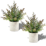 Coferset 2 Pack Small Fake Plants Christmas Greenery Eucalyptus Potted Artificial Plants for Shelf Desk Home Bathroom Farmhouse Room Coffee Table Decor Christmas Decor(Purple)