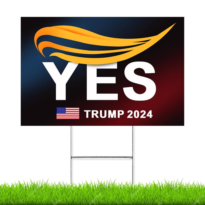 Oligei Trump Yard Signs, Trump 2024 Yard Sign 18" X 12", YES Trump Yard Signs 2024 Double Sided Fade Resistant, Take America Back Trump Signs for Yard Heavy Duty Metal H-Frames