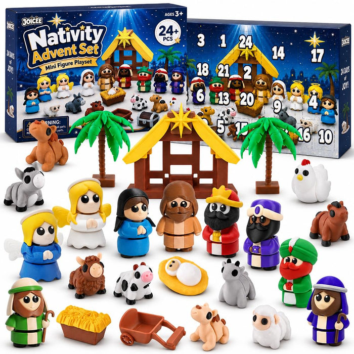 JOICEE 2026 Nativity Advent Calendar 3D Printed Animals Figurines Toys