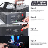 Fog Machine with Lights, 2000W 30000CFM Vertical Smoke Machine 16 Colorful LED Lights, DMX & Manual Control & Wireless Remote, Smoke Machine for Party Halloween Christmas DJ Disco Outdoors (1 Pcs)