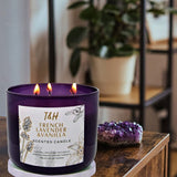 Lavender Vanilla Aromatherapy Candle 3-Wick | Scented Candle for Home | 15.8 oz Large Soy Candle | Relaxing Candle with Long Lasting Fragrance | Decorative Candle Gift for Women