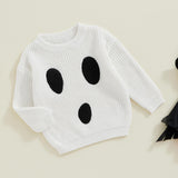 Afunbaby Baby Girl Boy Knit Sweater Blouse Pullover Sweatshirt Warm Crewneck Long Sleeve Tops for Infant Toddler (White Halloween Ghost, 6-9 Months)