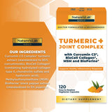 Nature's Lab Gold Turmeric Joint Complex - BioCell Collagen, Hyaluronic Acid, C3 Curcumin, MSM - 120 Capsules