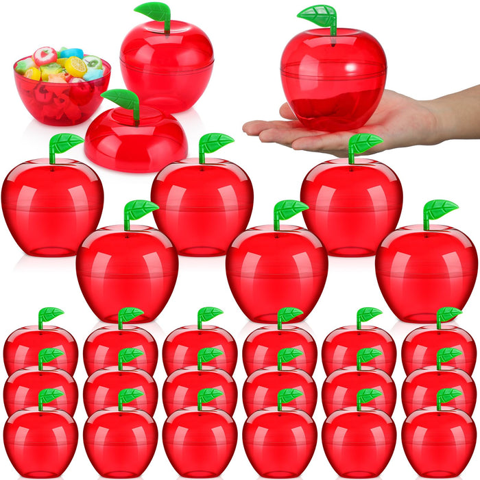 Tanlade Plastic Apple Container Valentine Apple Container Teacher Gifts Bulk Back to School Candy Holder Snow Party Apple Decorations for Valentine Wedding Christmas Party Favor(50 Pcs, Apple)