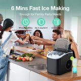 Countertop Ice Maker, Ice Maker Machine 6 Mins 9 Ice, 26.5lbs/24Hrs, Portable Ice Maker Machine with Self-Cleaning, Ice Scoop, and Basket, Compact Ice Maker for Home/Kitchen/Office/Party