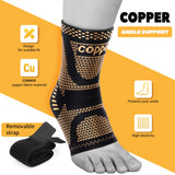 JIUFENTIAN Copper Ankle Brace Adjustable Compression Sleeve (Pair)-Ankle Support Heel Brace for Achilles Tendonitis, Plantar Fasciitis-Eases Swelling and Sprained Ankle(Small)