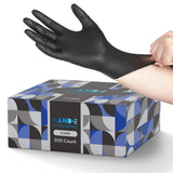 Hand-E Touch Black Nitrile Disposable Gloves X-Large, 200 Count - BBQ, Tattoo, Hair Dye, Cooking, Mechanic Gloves - Powder and Latex Free Gloves